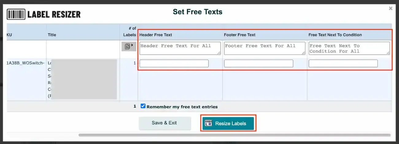 Free text input popup