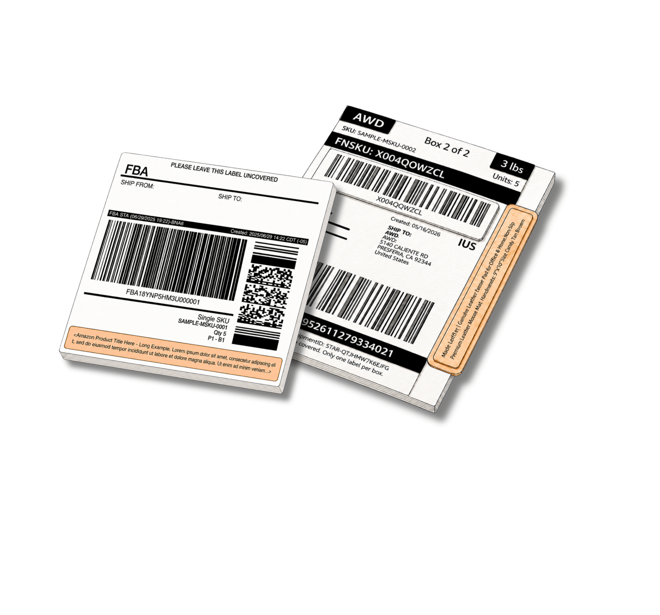Full product name printed on FBA box label