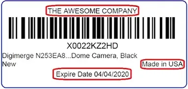 Free text label example - company branding