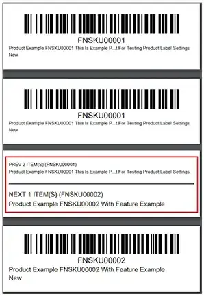Separator label between FNSKU groups