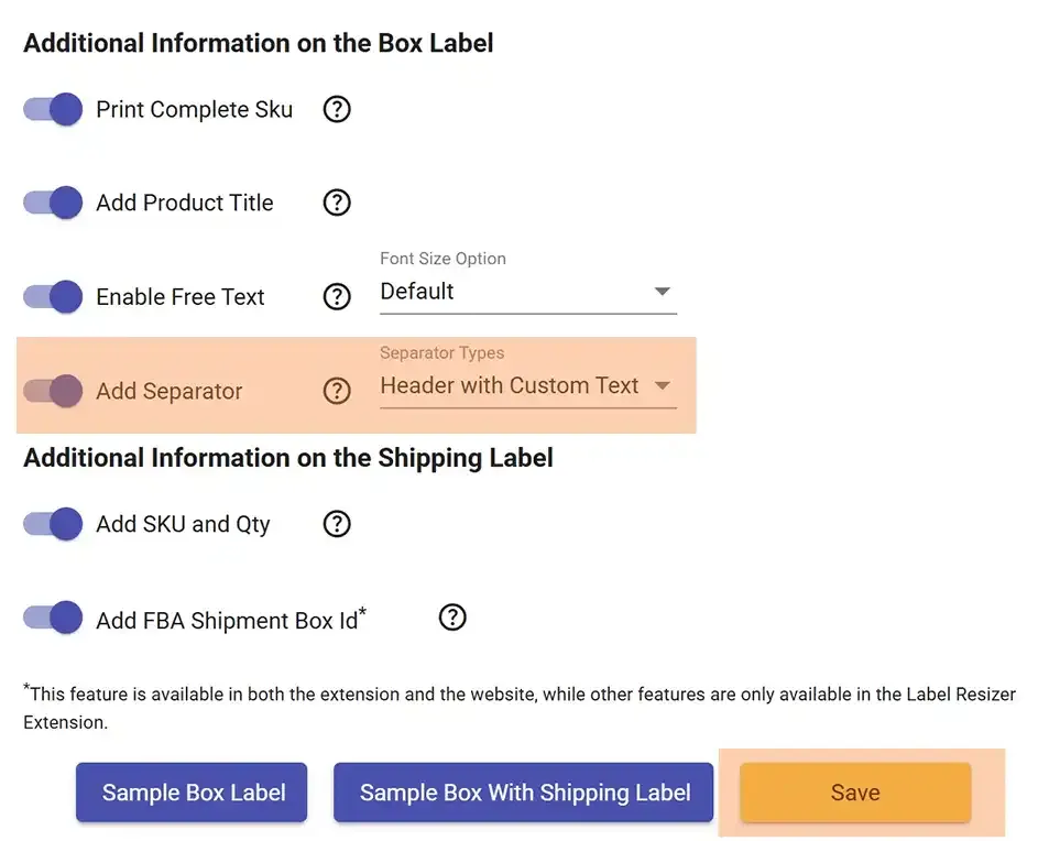 Separator setting