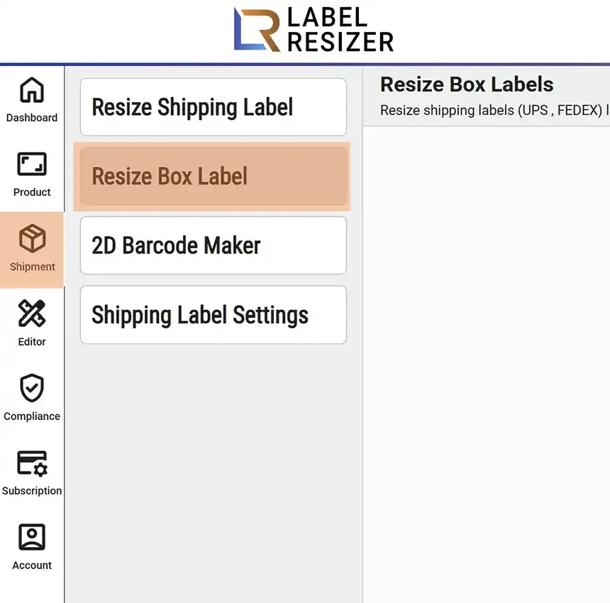 Resize Box Label menu