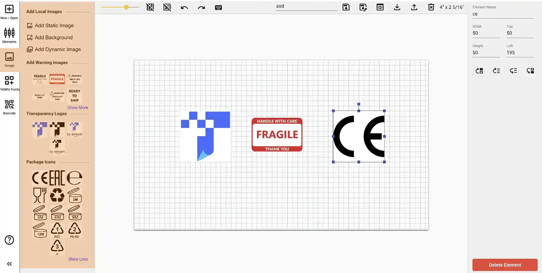 Image menu in Label Editor