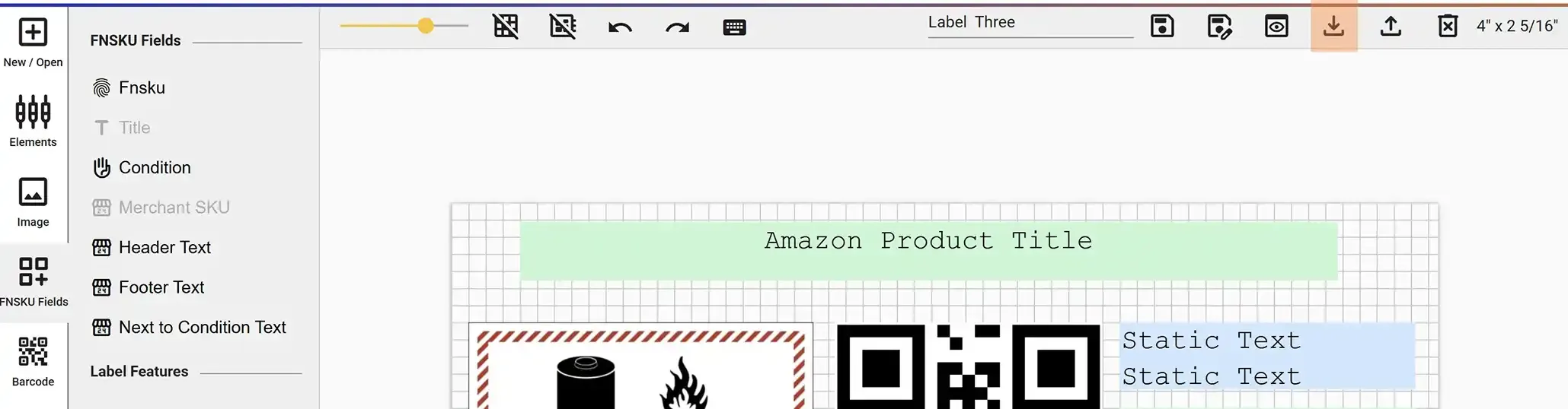 Upload icon in Label Editor