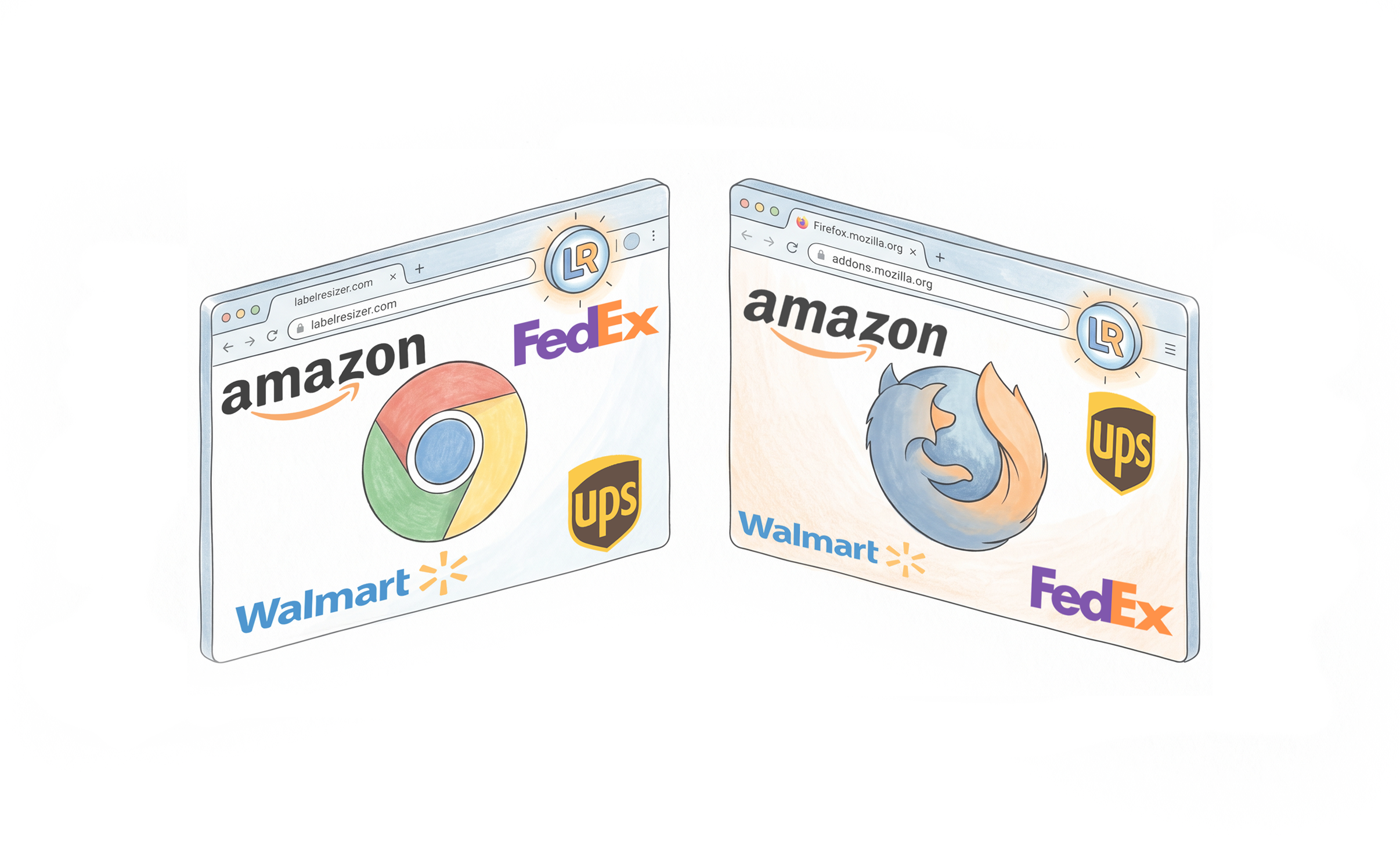 Label Resizer browser extension button on Amazon Seller Central label page