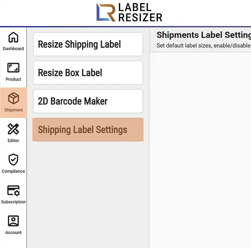 Shipping menu