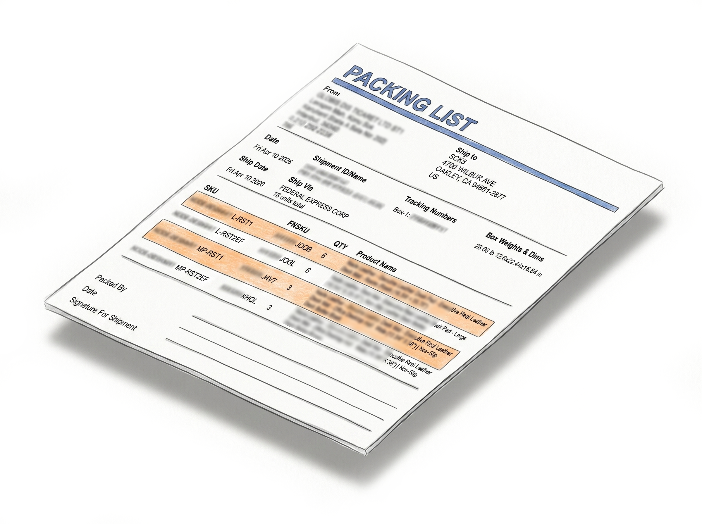 GeneratePacking Slip for Amazon FBA Shipments