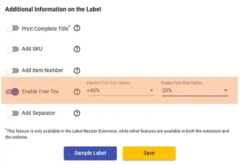Free text setting