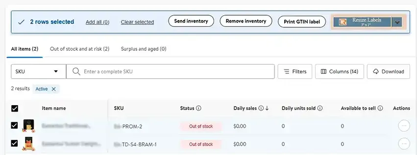 Resize Labels on Manage Inventory