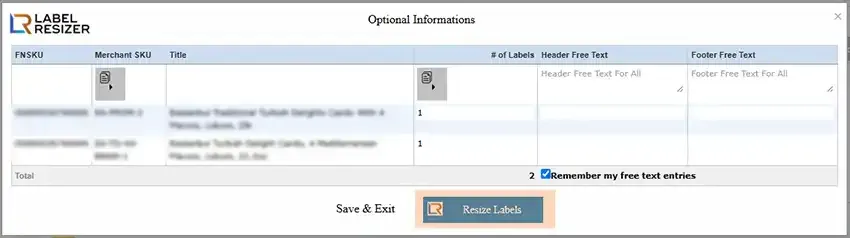 Free text popup