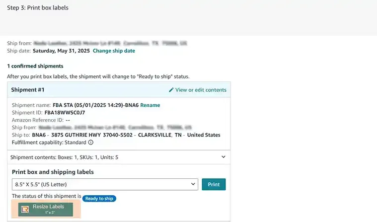 Shipping label step in Seller Central
