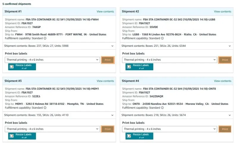 Download box labels from Seller Central