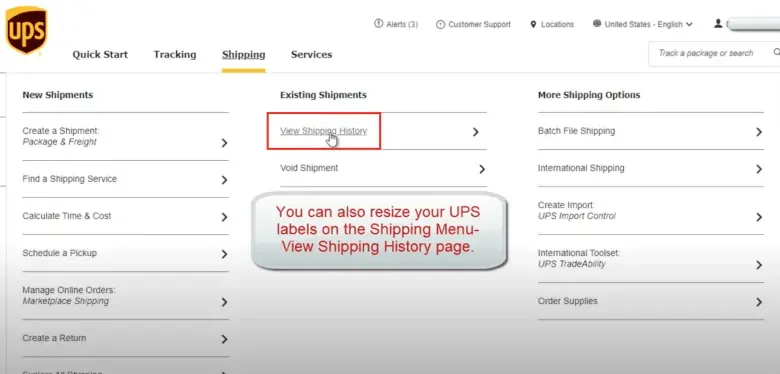 UPS Shipping History