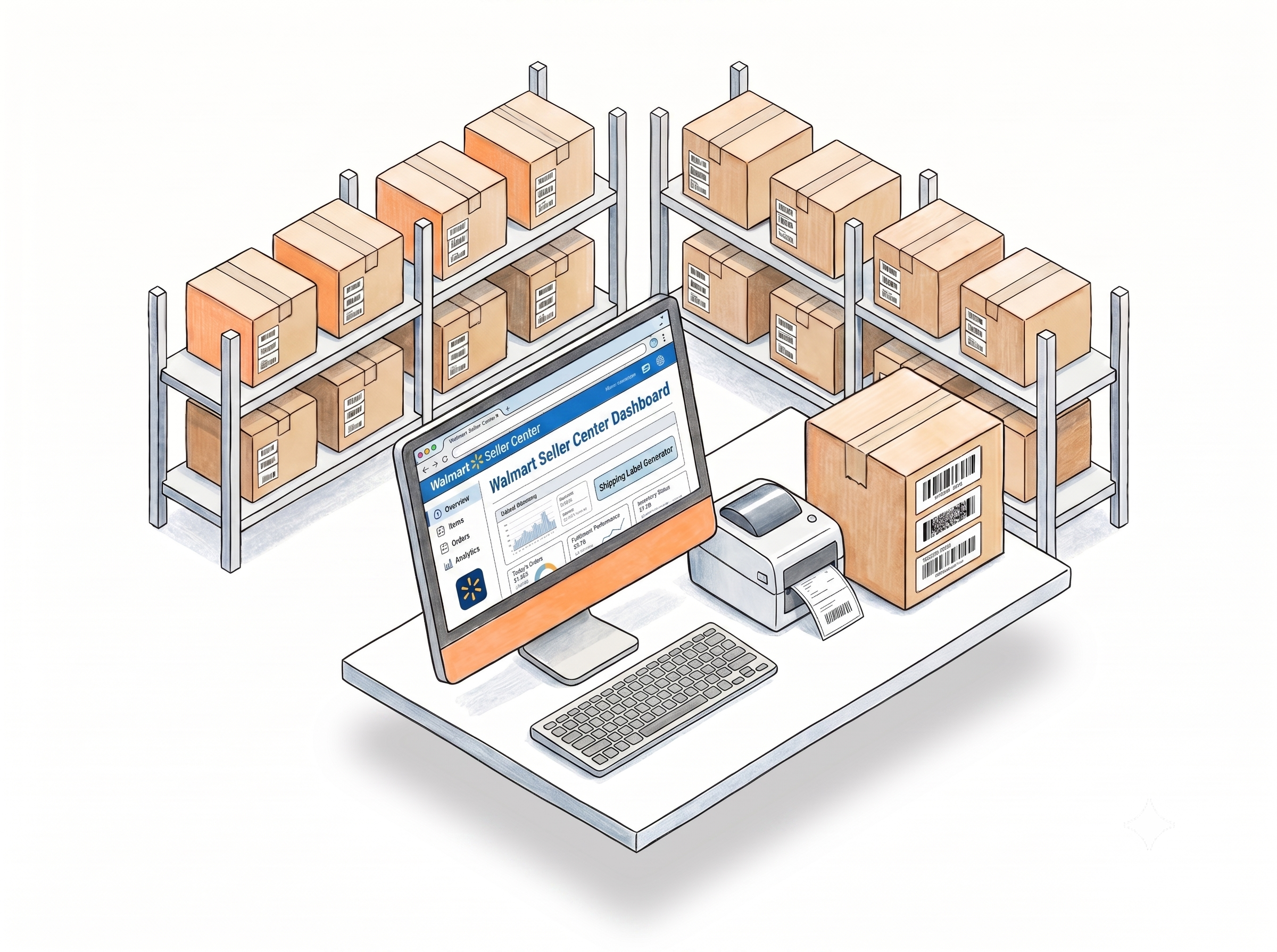 Label Resizer extension button on Walmart Seller Center inventory page